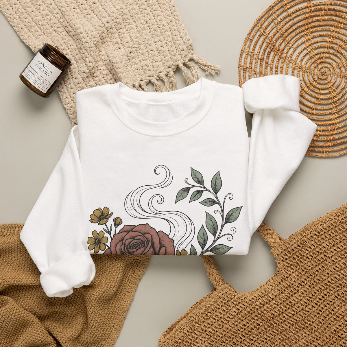 Floral Teacup Sweatshirt Moms Tea Gift Women Botanical Sweatshirt Teacup Sweatshirt Mother Fan Herbaceous Sweatshirt Tea Graphic Vintage Rose Sweatshirt