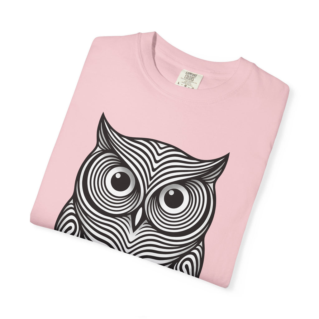 Owl Art T-Shirt Animal Wildlife Gift Women Abstract T-Shirt Hoot T-Shirt Animal Fan Nature Graphic T-Shirt Flat Motif T-Shirt