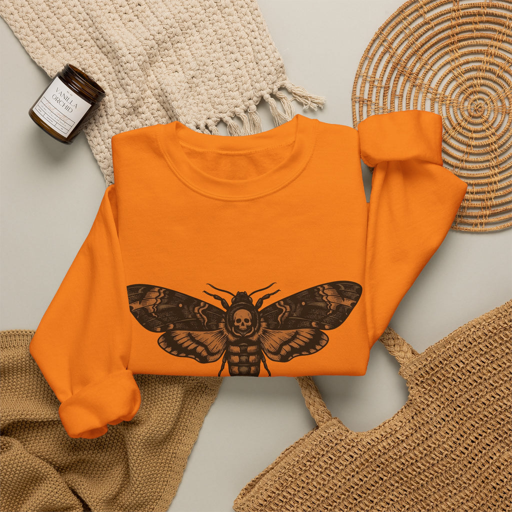 Skeleton Moth Sweatshirt Halloween Mysticism Gift Women Retro Sweatshirt Moth Sweatshirt Horror Fan Gothic Sweatshirt Occult Graphic Dark Magic Jar Sweatshirt