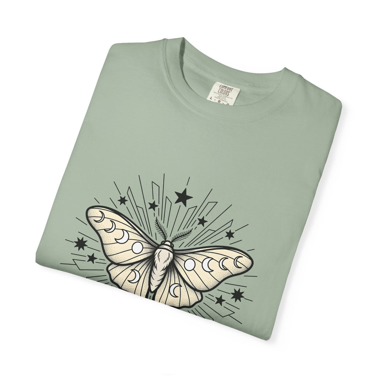 Luna Moth T-Shirt Boho Chic Zodiac Gift Women Outline T-Shirt Actias Luna T-Shirt Hippie Fan Hand Drawn T-Shirt Astrology Graphic Retro Star Shapes