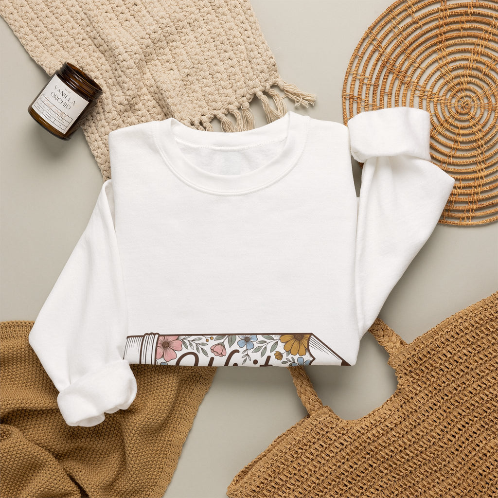 Flower Pen Sweatshirt Teacher Stationery Gift Women Rustic Sweatshirt Pen Sweatshirt Educator Enthusiast Vintage Design Paper Graphic Retro Garden Flowers