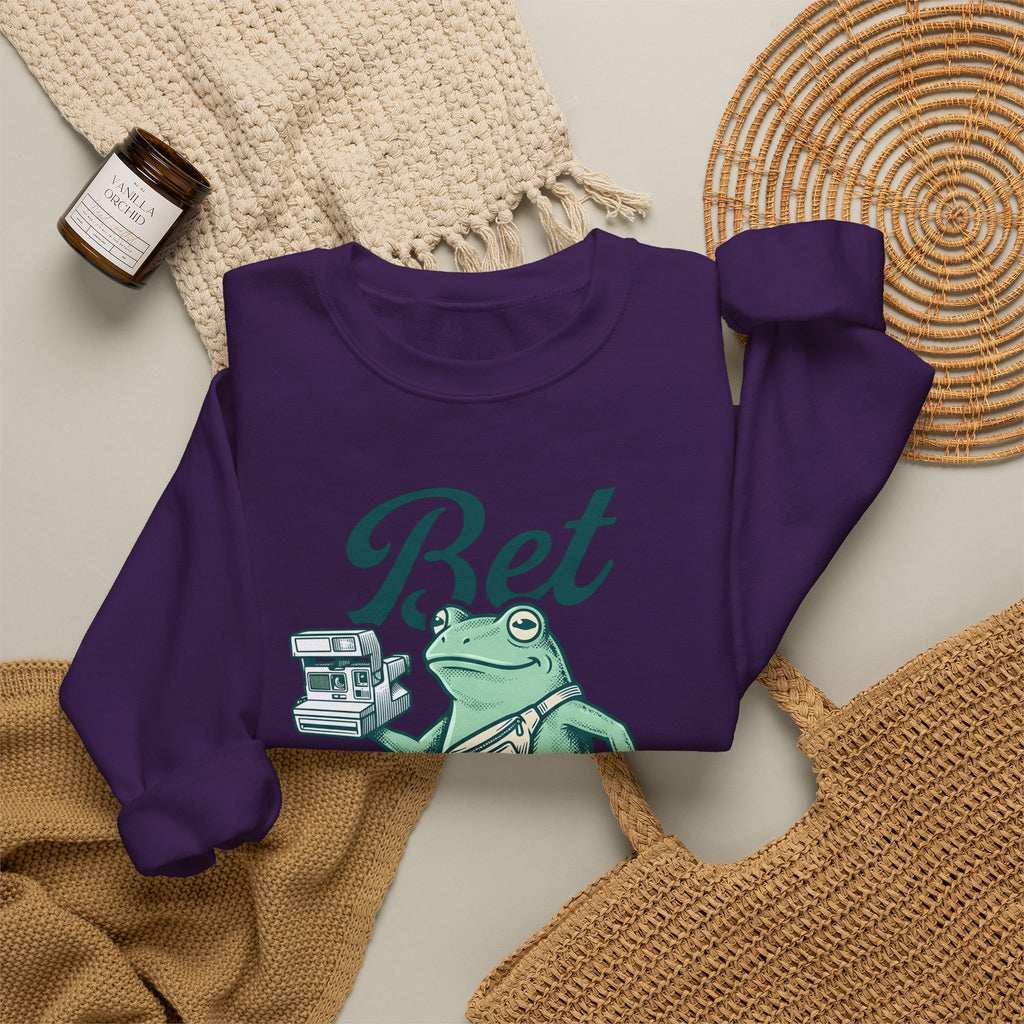 Frog Photo Sweatshirt Funny Wildlife Gift Women Retro Sweatshirt Toad Sweatshirt Humor Fan Vintage Sweatshirt Animal Graphic Sketch Waist Sweatshirt Sweatshirt