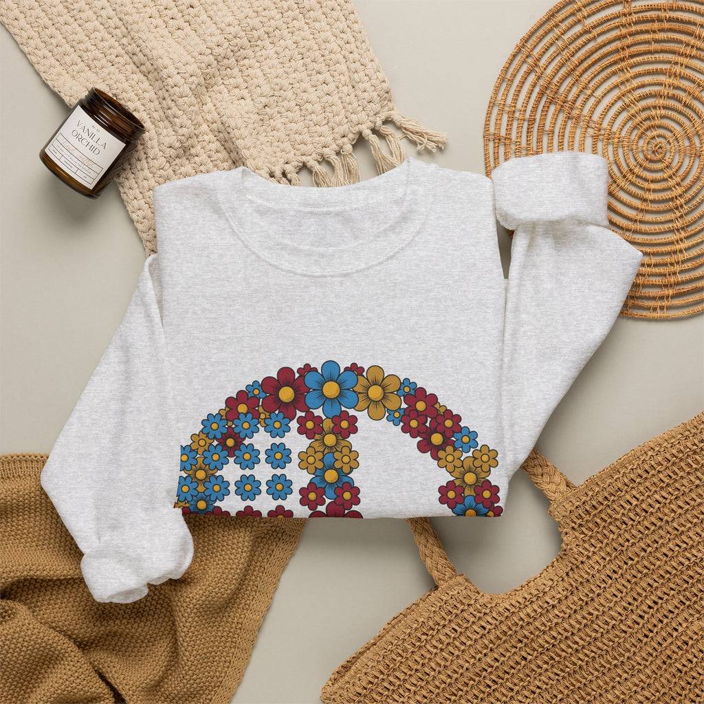 Peace Symbol Flower Sweatshirt N Symbol Gift Women Hippie Sweatshirt Peace Sign Sweatshirt Nature Enthusiast Bohemian Sweatshirt Iconic Graphic Retro Chamomile