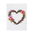 Floral Heart Blanket Boho Chic Nature Gift Women Hand Drawn Blanket Heart Blanket Bohemian Fan Illustrated Blanket Environmental Graphic Botanical
