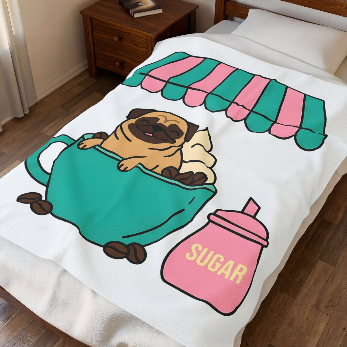 Pug Coffee Blanket Blanket Dog Java Gift Women Sweet Blanket Coffee Blanket Blanket Dog Fan Coffee Blanket Java Graphic Animation Bean Pile Blanket