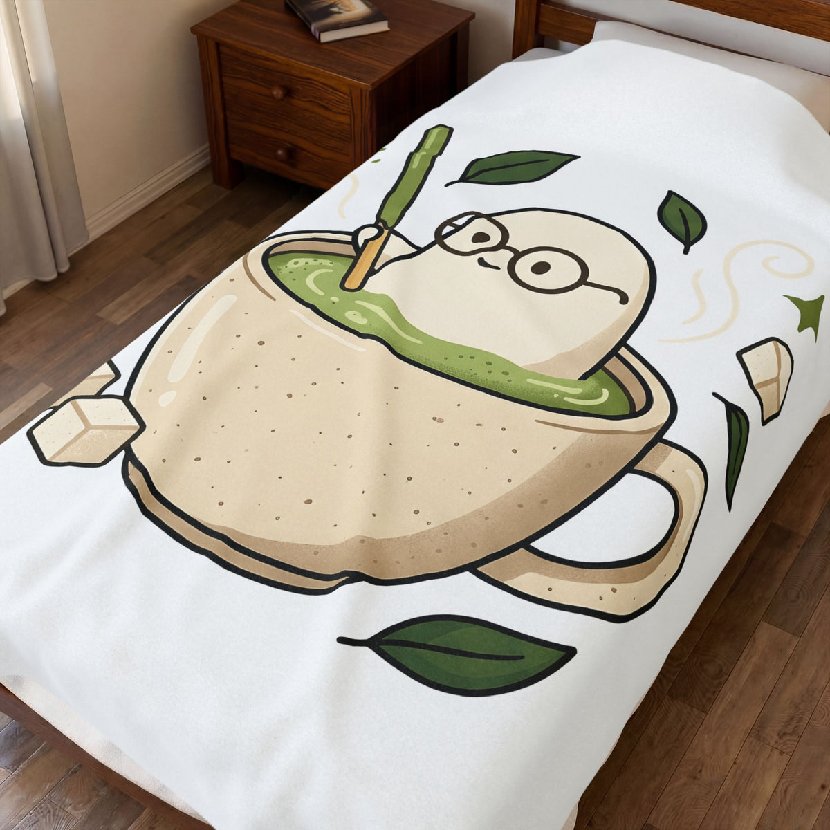 Green Tea Blanket Blanket Coffee Cuisine Gift Women Cute Blanket Tea Cup Blanket Coffee Fan Food Graphic Blanket Sketch Sugar Lumps Blanket
