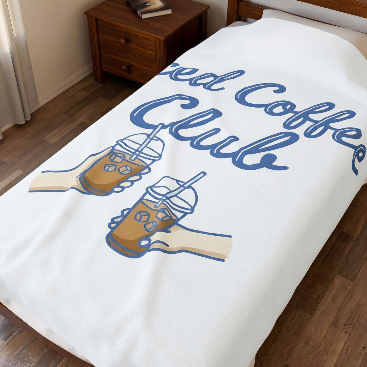 Iced Latte Glass Blanket Coffee Cuisine Gift Women Fun Blanket Glassware Blanket Coffee Fan Java Graphic Illustration Clean Fingers Blanket