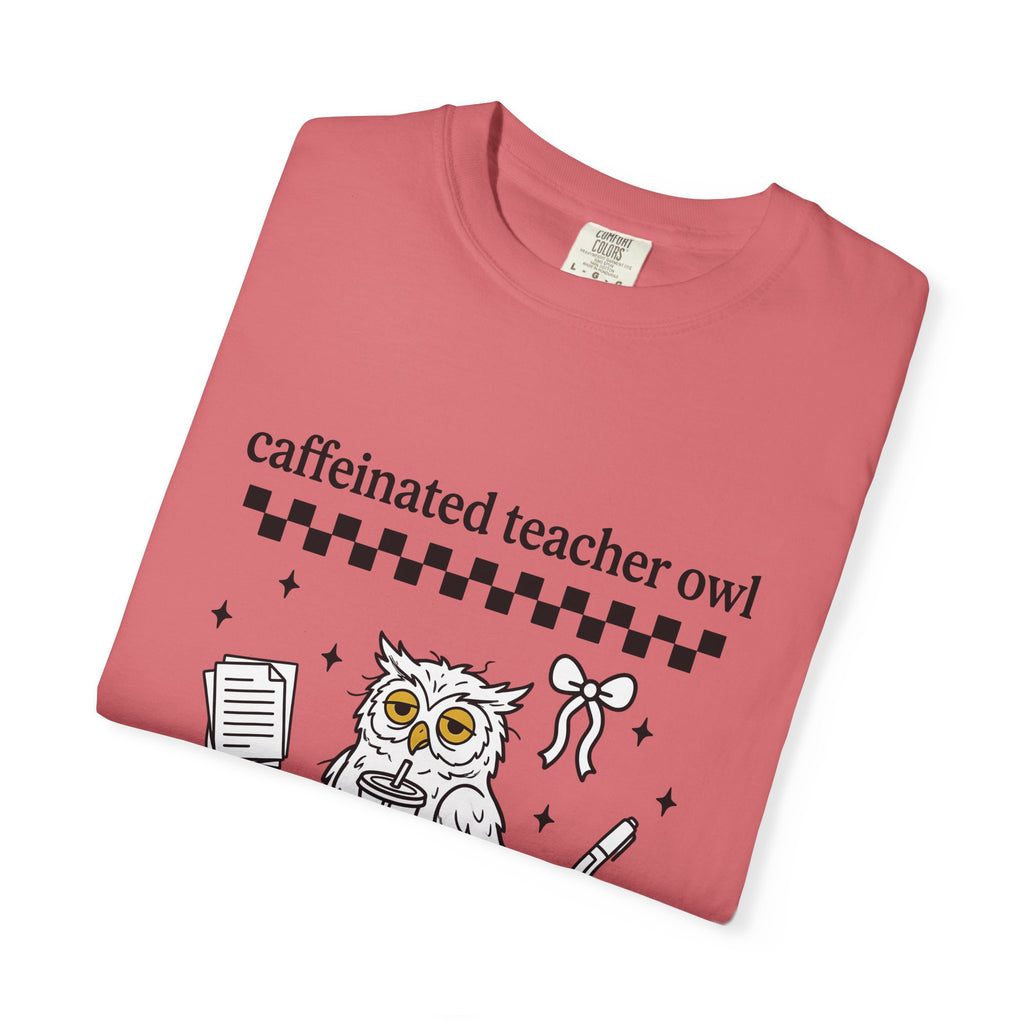 Coffee Owl T-Shirt Teacher Pets Gift Women Kawaii T-Shirt Owl T-Shirt Educator Enthusiast Cute T-Shirt Animal Graphic Hand Drawn Twinkles T-Shirt