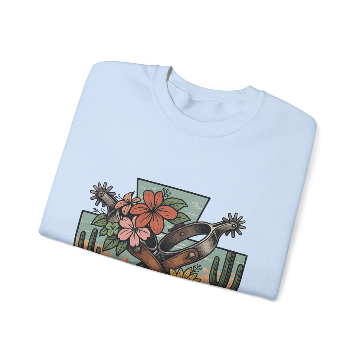 Leather Spurs Sweatshirt Cowgirl Garden Gift Women Tribal Sweatshirt Rowels Sweatshirt Cowboy Fan Primitive Sweatshirt Gardening Graphic Sketch Desert Plants