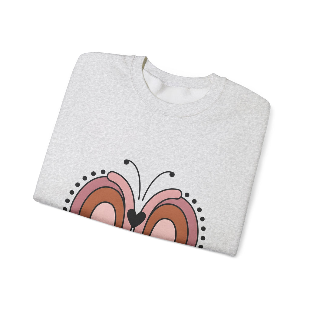 Rainbow Butterfly Sweatshirt Moms Family Gift Women Boho Sweatshirt Butterfly Sweatshirt Motherhood Enthusiast Hippie Sweatshirt Clan Graphic Minimalist Heart