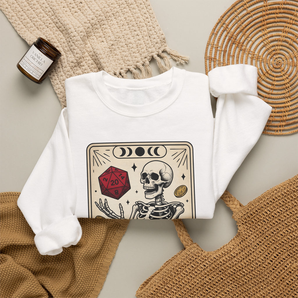 Skull Tarot Card Sweatshirt Tabletop Gaming Roleplaying Gift Women Dark Sweatshirt Tarot Card Sweatshirt Gamer Fan Gothic Sweatshirt Rpg Graphic Retro Game