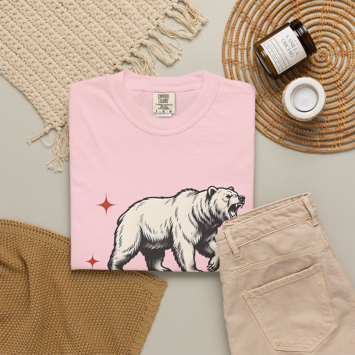 Grizzly Bear T-Shirt Bear Animal Gift Women Vintage T-Shirt Ursa T-Shirt Bear Fan Grizzly Graphic Retro Star T-Shirt