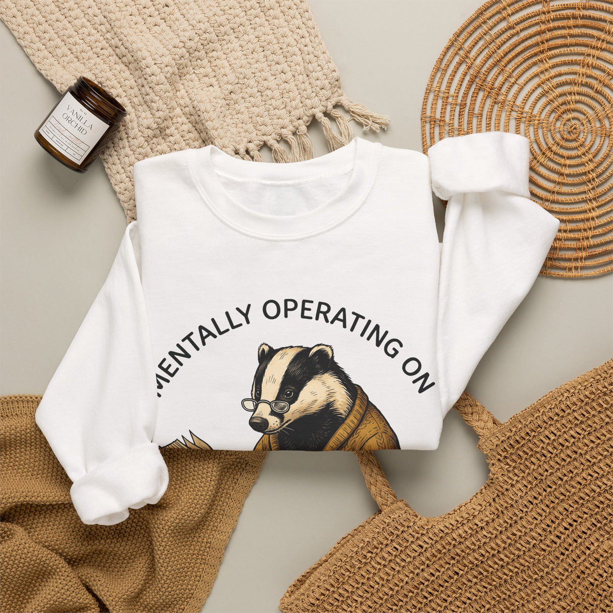 Badger Pullover Sweatshirt Funny Wildlife Gift Women Sketch Sweatshirt Badger Sweatshirt Humor Fan Drawing Graphic Retro Novel Sweatshirt
