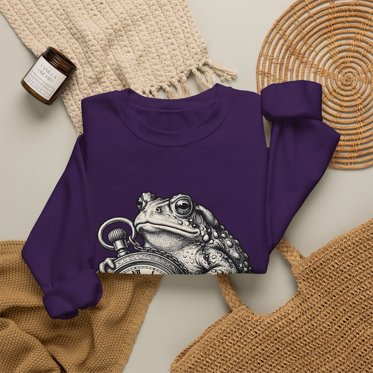 Toad Pocket Watch Sweatshirt Funny Animal Gift Women Vintage Sweatshirt Pocket Watch Sweatshirt Humor Fan Retro Sweatshirt Wildlife Graphic Hand Drawn Chain