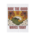 Sea Surf Blanket Surfing Seaside Gift Women Retro Blanket Wave Blanket Surfer Fan Vintage Blanket Coastal Graphic Hand Drawn Tropical Palms Blanket