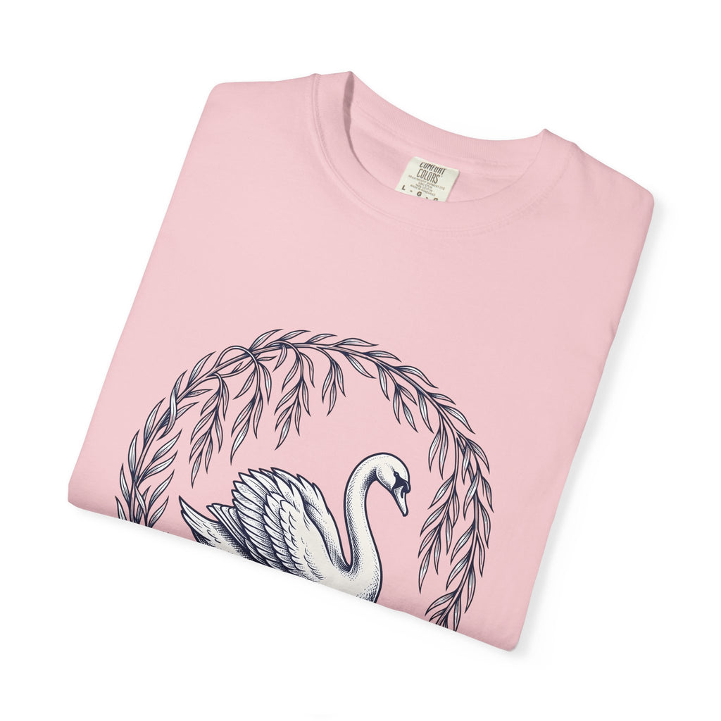 Swan Drawing T-Shirt Animal Environment Gift Women Cartoon T-Shirt Duck T-Shirt Wildlife Fan Waterfowl T-Shirt Eco Graphic Rustic Lake Bloom T-Shirt