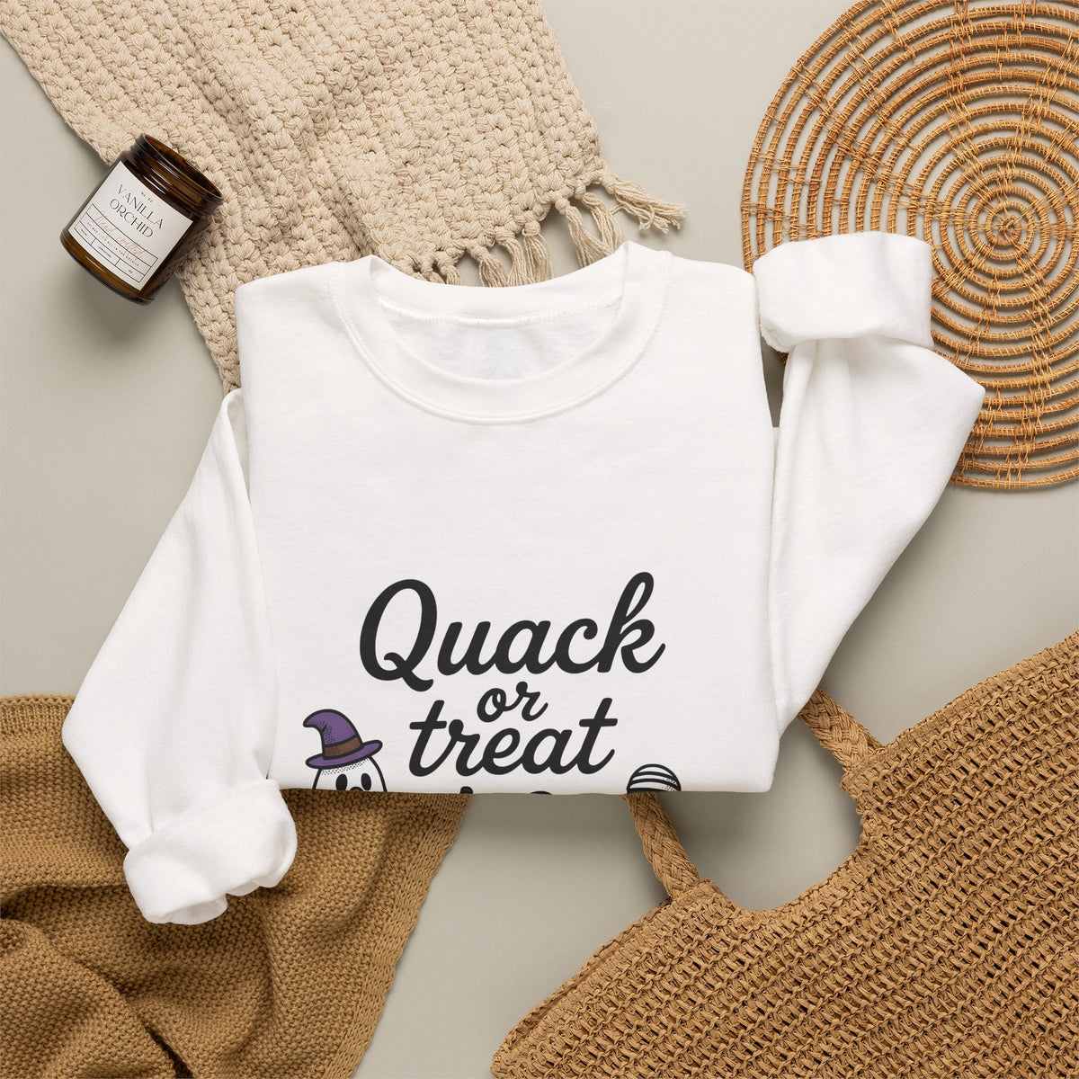 Duck Attire Sweatshirt Halloween Pets Gift Women Animated Sweatshirt Duckling Sweatshirt Spooky Fan Cartoon Sweatshirt Animal Graphic Hand Drawn Jack O Lantern
