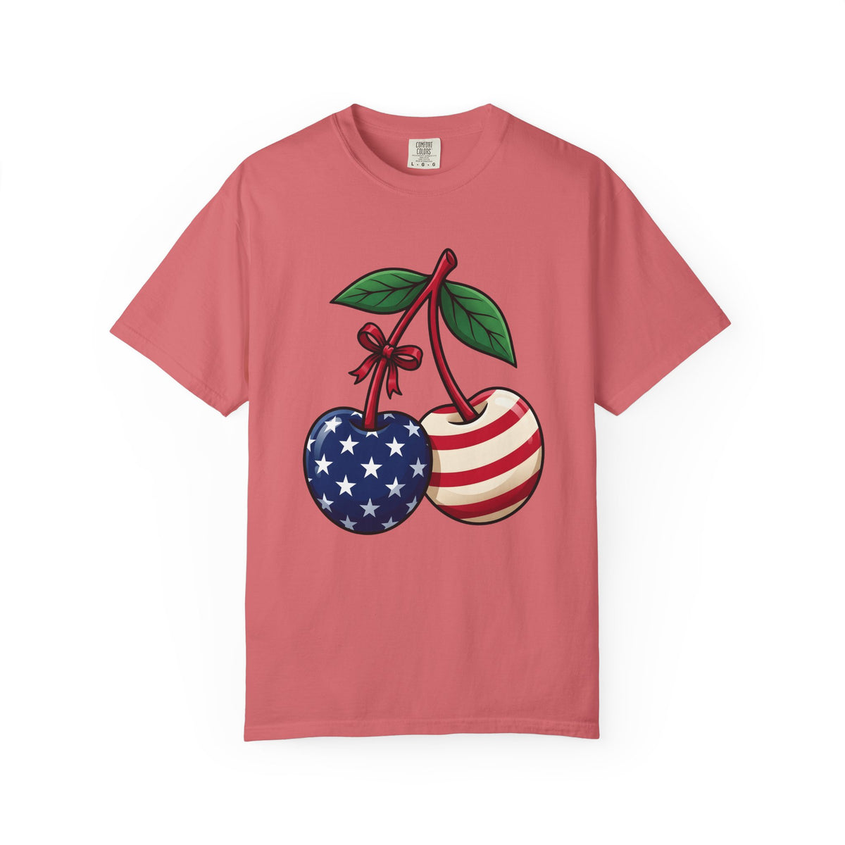 American Cherries 4Th Of July Beach Gift Comic Cherry Independence Day Fan Cartoon Coastal T-Shirt