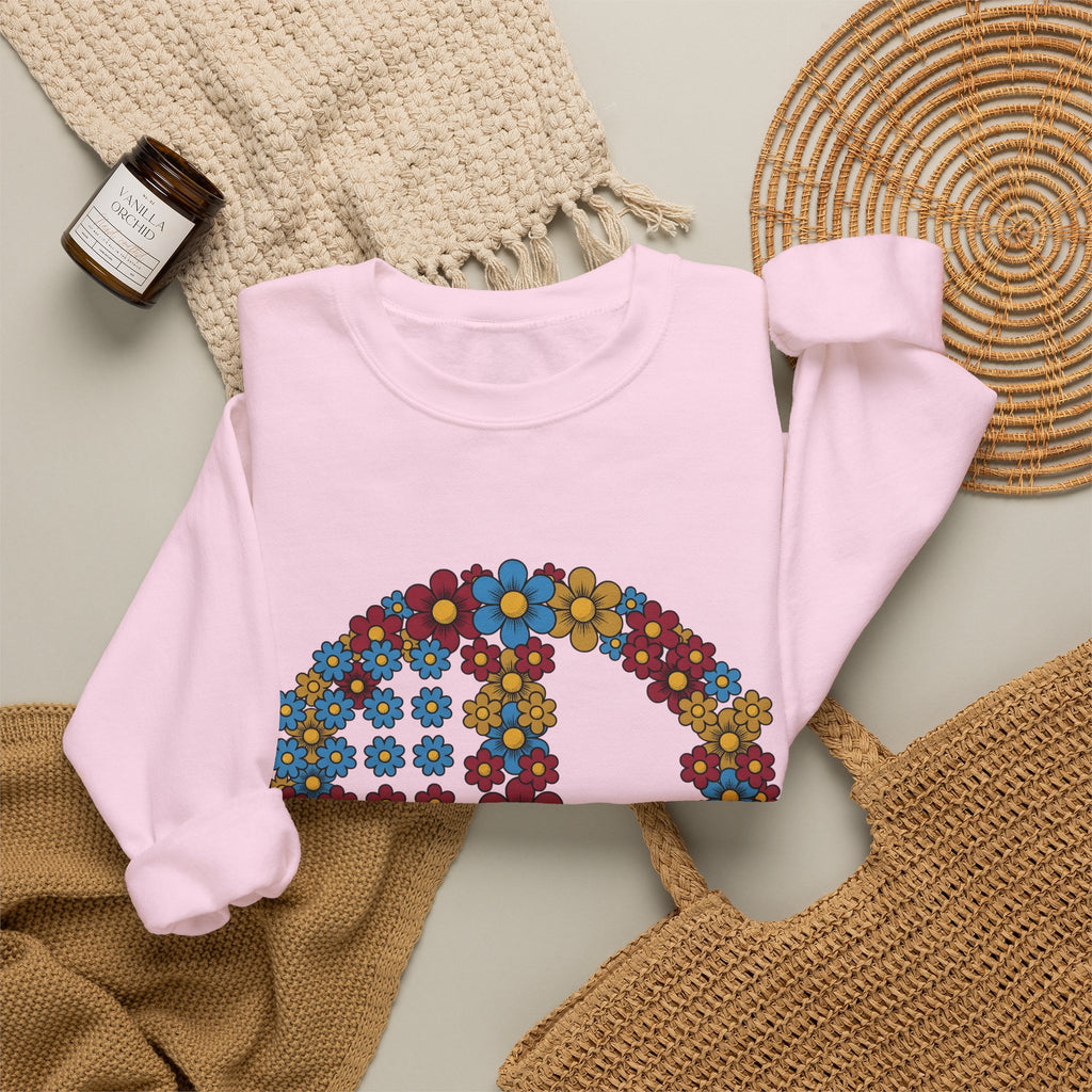 Peace Symbol Flower Sweatshirt N Symbol Gift Women Hippie Sweatshirt Peace Sign Sweatshirt Nature Enthusiast Bohemian Sweatshirt Iconic Graphic Retro Chamomile