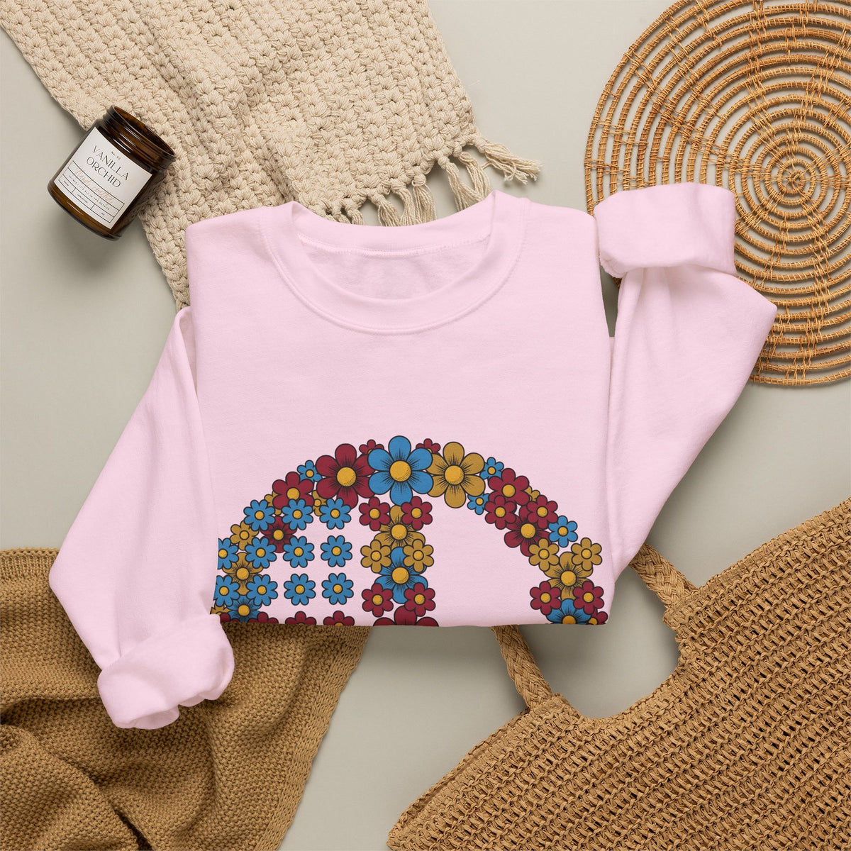Peace Symbol Flower Sweatshirt N Symbol Gift Women Hippie Sweatshirt Peace Sign Sweatshirt Nature Enthusiast Bohemian Sweatshirt Iconic Graphic Retro Chamomile