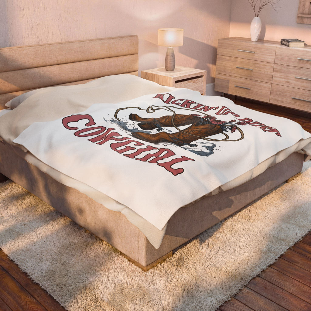 Western Boots Cowgirl Ranch Gift Retro Cowboy Boot Rodeo Fan Cowboy Boot Farm Sketch Blanket