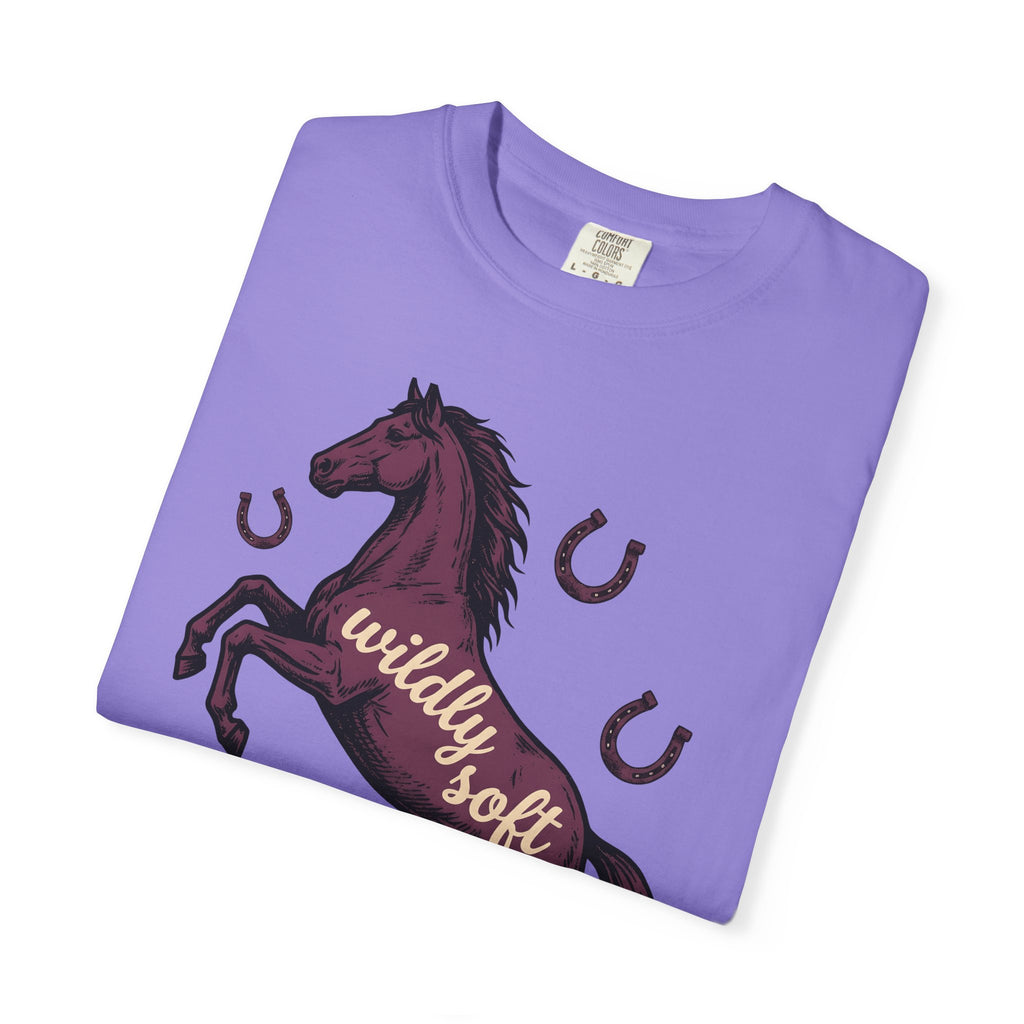 Horse Design T-Shirt Boho Chic Ranch Gift Women Classic T-Shirt Equine T-Shirt Hippie Fan Vintage T-Shirt Western Graphic Doodle Horseshoe T-Shirt