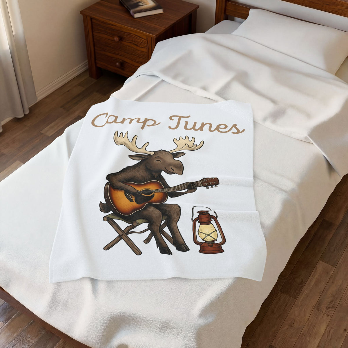 Moose Guitar Blanket Camping Music Gift Women Cute Blanket Guitar Blanket Camper Fan Adorable Blanket Music Graphic Hand Drawn Lantern Blanket