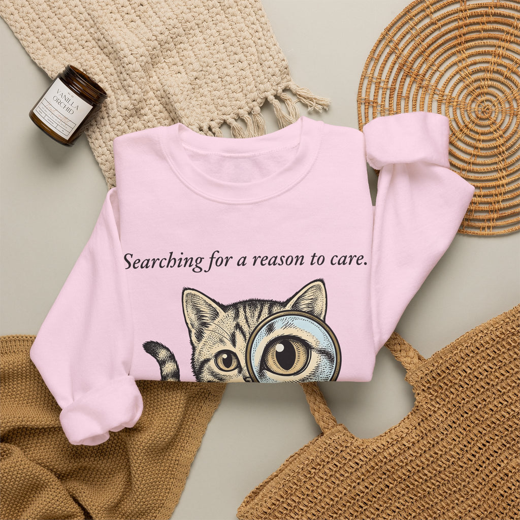 Tabby Cat Sweatshirt Cat Humor Gift Women Vintage Sweatshirt Kitty Sweatshirt Cat Fan Retro Sweatshirt Funny Graphic Hand Drawn Magnifying Glass Sweatshirt