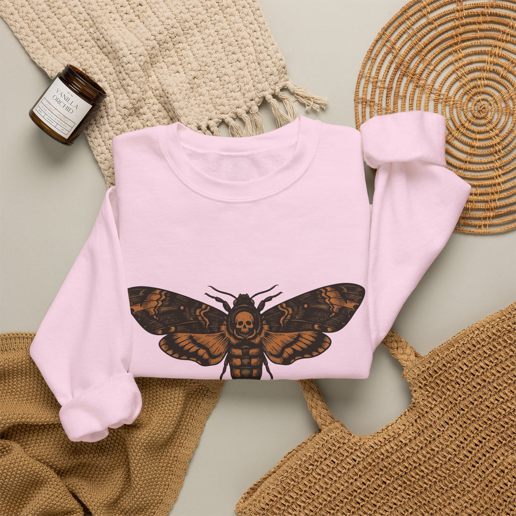 Skeleton Moth Sweatshirt Halloween Mysticism Gift Women Retro Sweatshirt Moth Sweatshirt Horror Fan Gothic Sweatshirt Occult Graphic Dark Magic Jar Sweatshirt