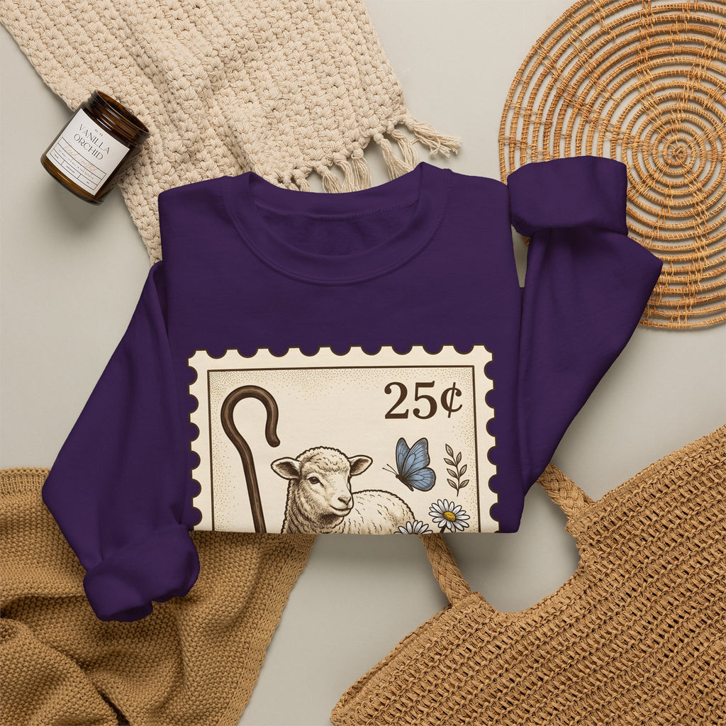 Lamb Drawing Sweatshirt Easter Farmland Gift Women Rustic Sweatshirt Sheep Sweatshirt Spring Fan Country Sweatshirt Farm Graphic Doodle Field Flowers Sweatshirt