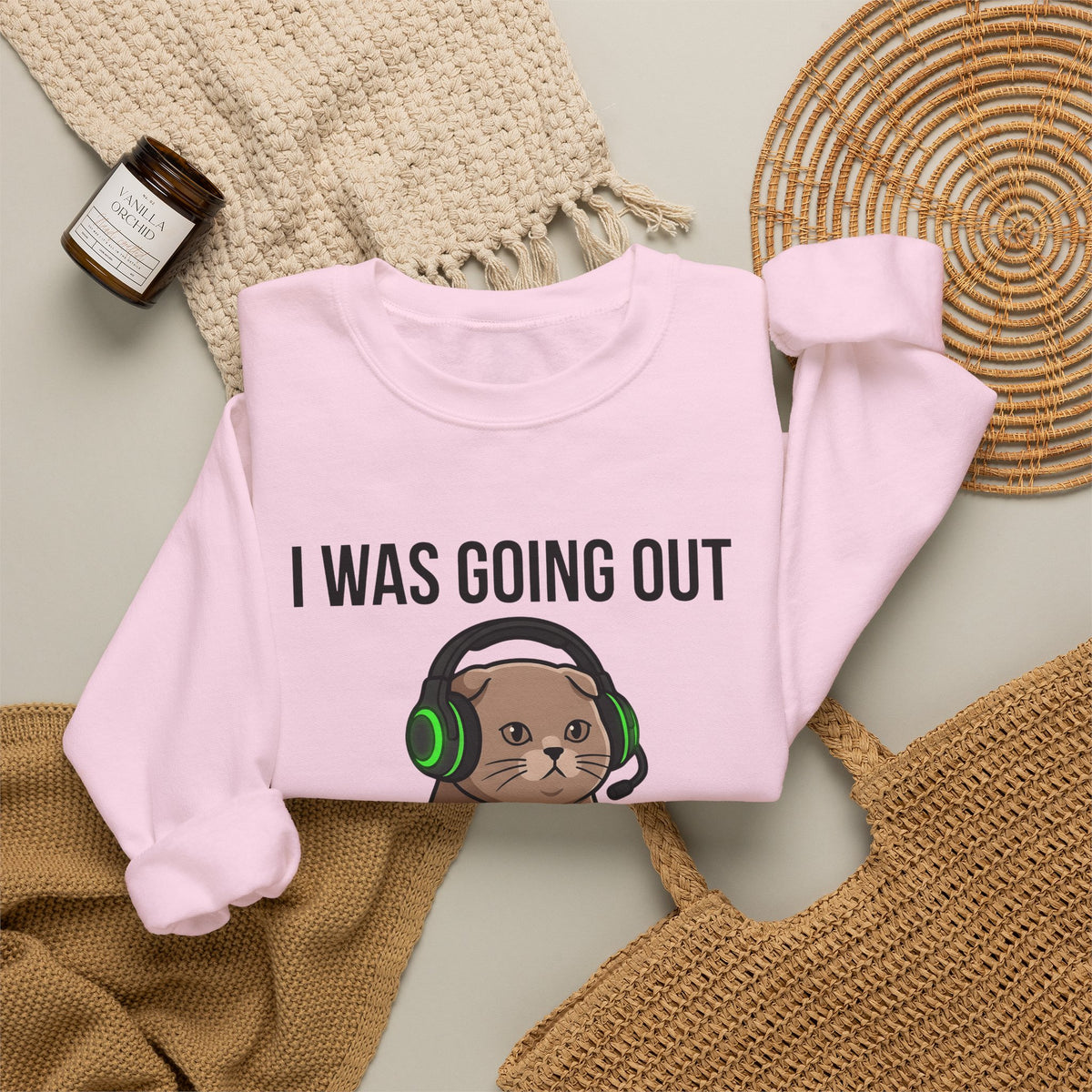 Gamer Cat Sweatshirt Cat Gaming Gift Women Cartoon Sweatshirt Kitty Sweatshirt Feline Fan Comic Sweatshirt Gamer Graphic Kawaii Headset Sweatshirt