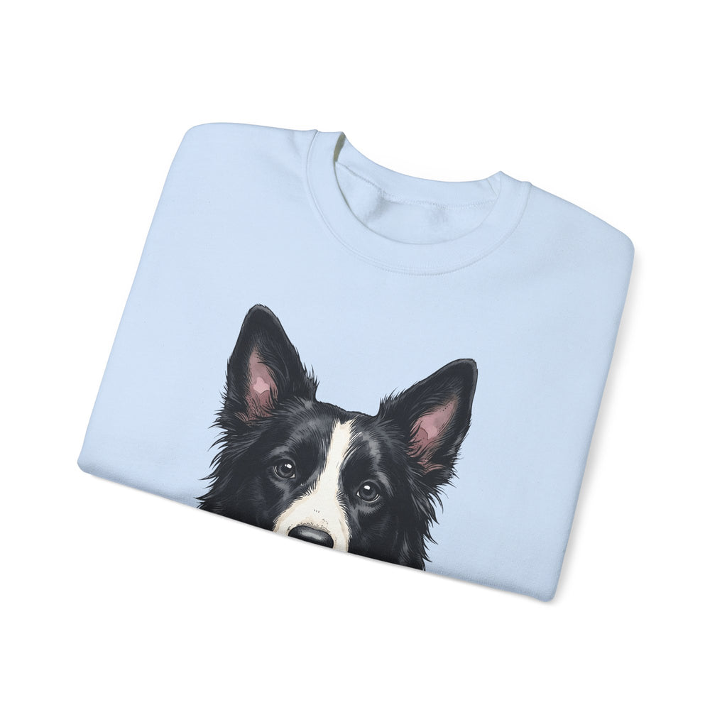 Border Collie Puppy Sweatshirt Dog Pets Gift Women Line Art Sweatshirt Puppy Sweatshirt Dog Fan Collie Sweatshirt Animal Graphic Hand Drawn Woven Collar Sweatshirt