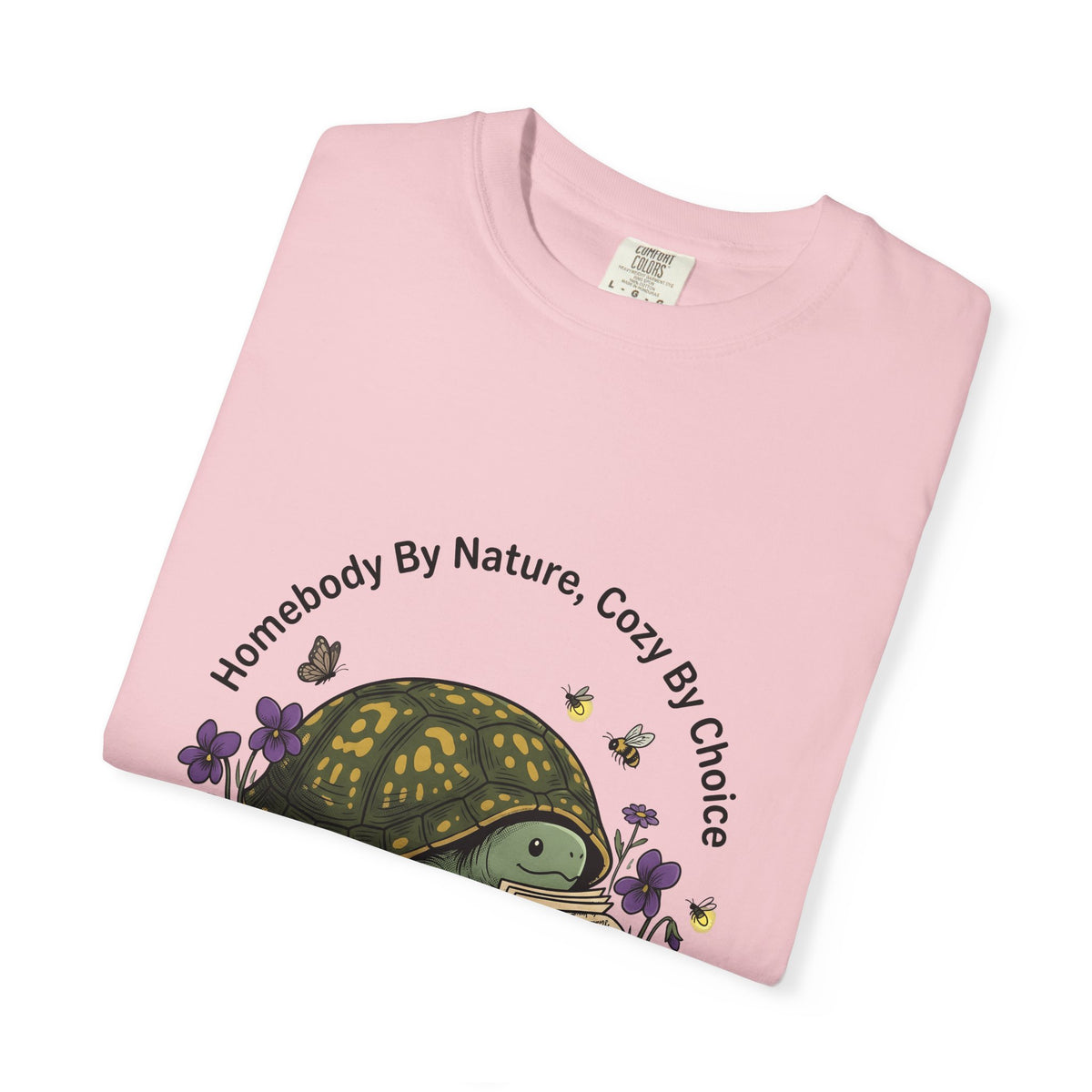 Turtle Cozy T-Shirt Funny Animal Gift Women Whimsical T-Shirt Turtle T-Shirt Humor Fan Cartoon T-Shirt Wildlife Graphic Hand Drawn Flowers T-Shirt