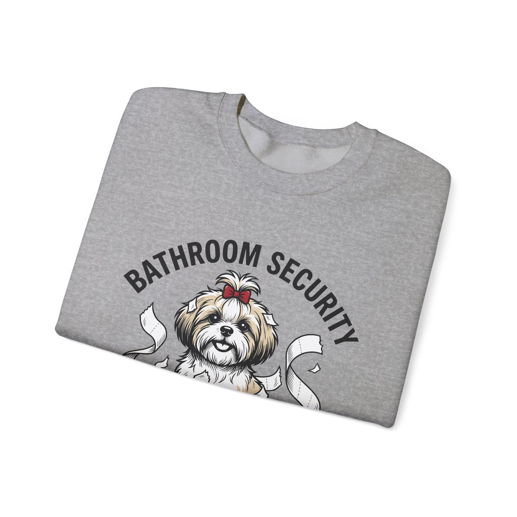 Shih Tzu Puppy Sweatshirt Dog Joke Gift Women Comic Sweatshirt Puppy Sweatshirt Dog Fan Cartoon Sweatshirt Humor Graphic Sketch Bathroom Paper Sweatshirt