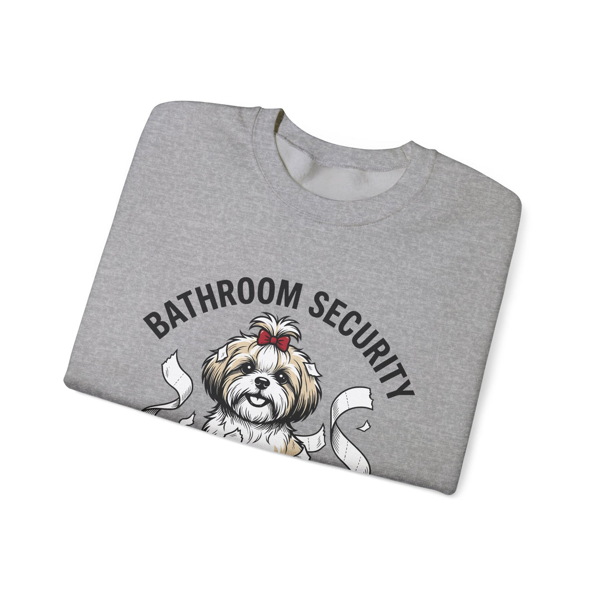 Shih Tzu Puppy Sweatshirt Dog Joke Gift Women Comic Sweatshirt Puppy Sweatshirt Dog Fan Cartoon Sweatshirt Humor Graphic Sketch Bathroom Paper Sweatshirt