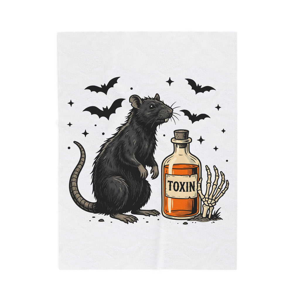 Rodent Brew Blanket Halloween Horror Gift Women Hand Drawn Blanket Mouse Brew Blanket Horror Fan Illustrated Graphic Blanket Macabre Skeletal Hand