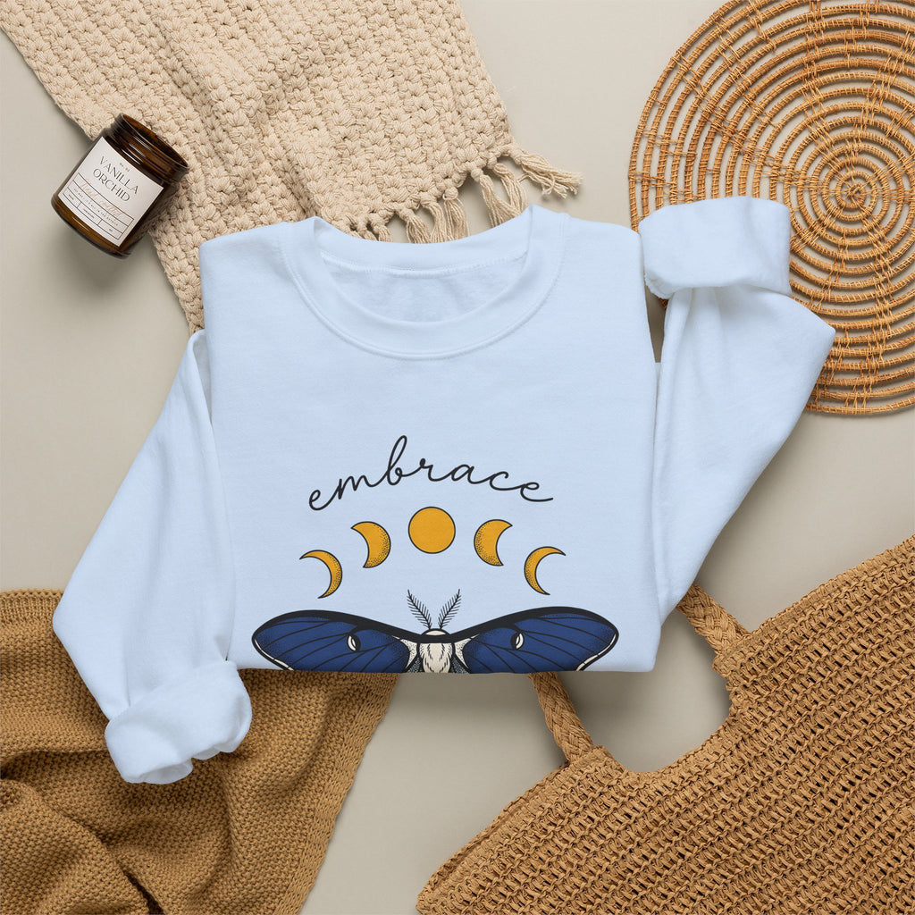 Luna Moth Sweatshirt Boho Chic Occult Gift Women Hippie Sweatshirt Actias Luna Sweatshirt Bohemian Enthusiast Psychedelic Sweatshirt Mystical Graphic Sleek