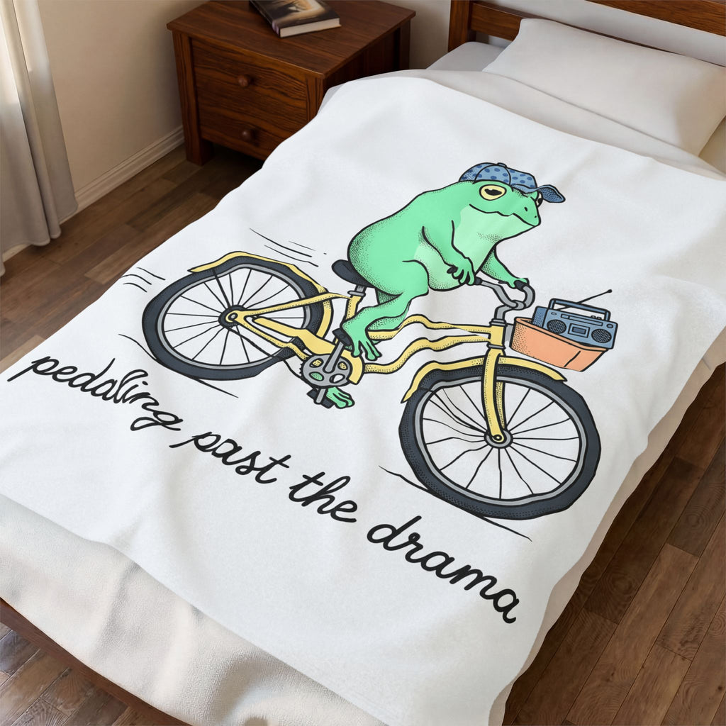 Frog Cycle Blanket Funny Critters Gift Women Graphic Blanket Toad Blanket Humor Fan Cartoon Blanket Creature Graphic Old School Music Player Blanket