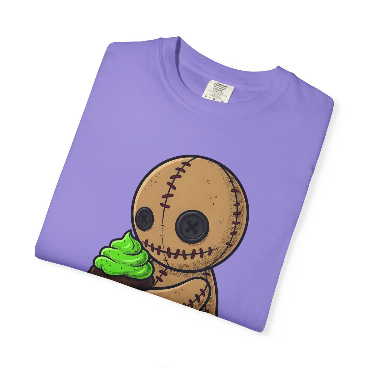 Voodoo Doll T-Shirt Desserts Spooky Gift Women Cartoon T-Shirt Poppet T-Shirt Pastry Fan Comic T-Shirt Horror Graphic Gothic Cupcake T-Shirt