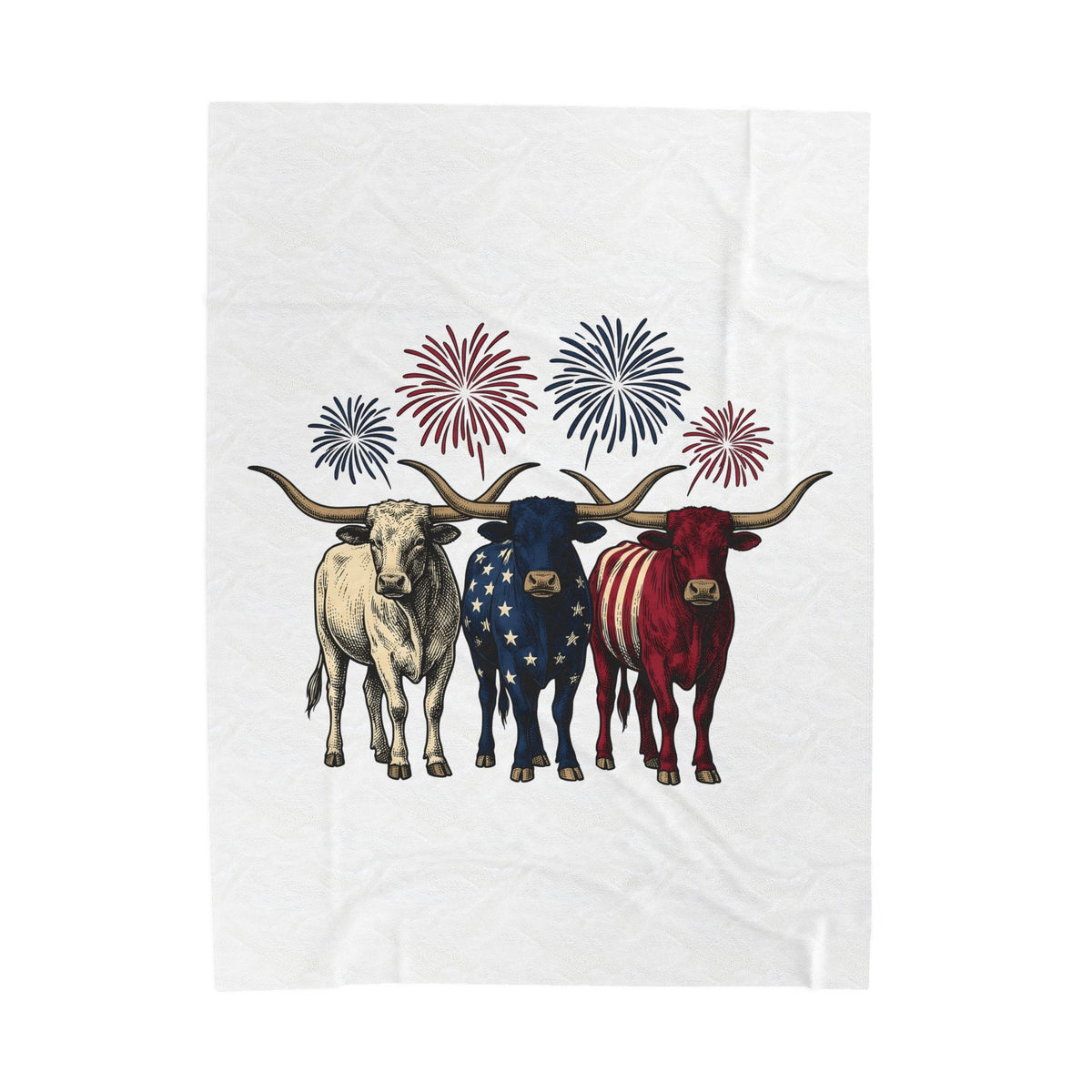 American Longhorn Cattle Blanket 4th Of July Country Gift Women Retro Blanket Longhorns Blanket Independence Day Fan Vintage Blanket Rural Graphic