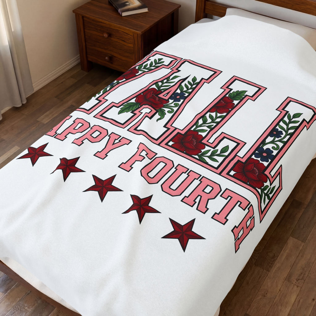 Bloom Varsity Initials Blanket 4th Of July Independence Gift Women Heavy Blanket Varsity Jacket Blanket Patriotic Fan Grunge Blanket Freedom