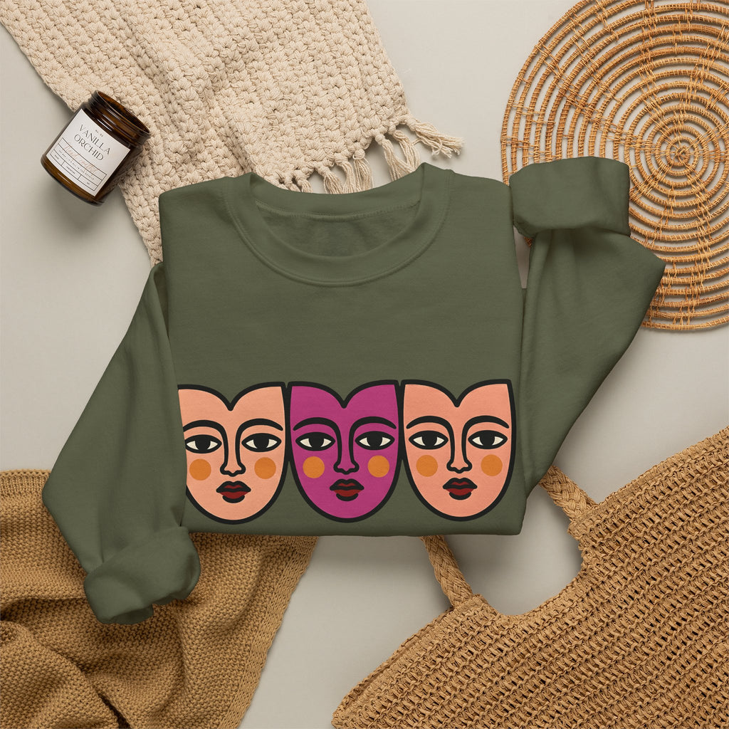 Abstract Faces Sweatshirt Abstract Art Gift Women Modern Sweatshirt Faces Sweatshirt Art Fan Contemporary Sweatshirt Artistic Graphic Minimal Bold Outlines