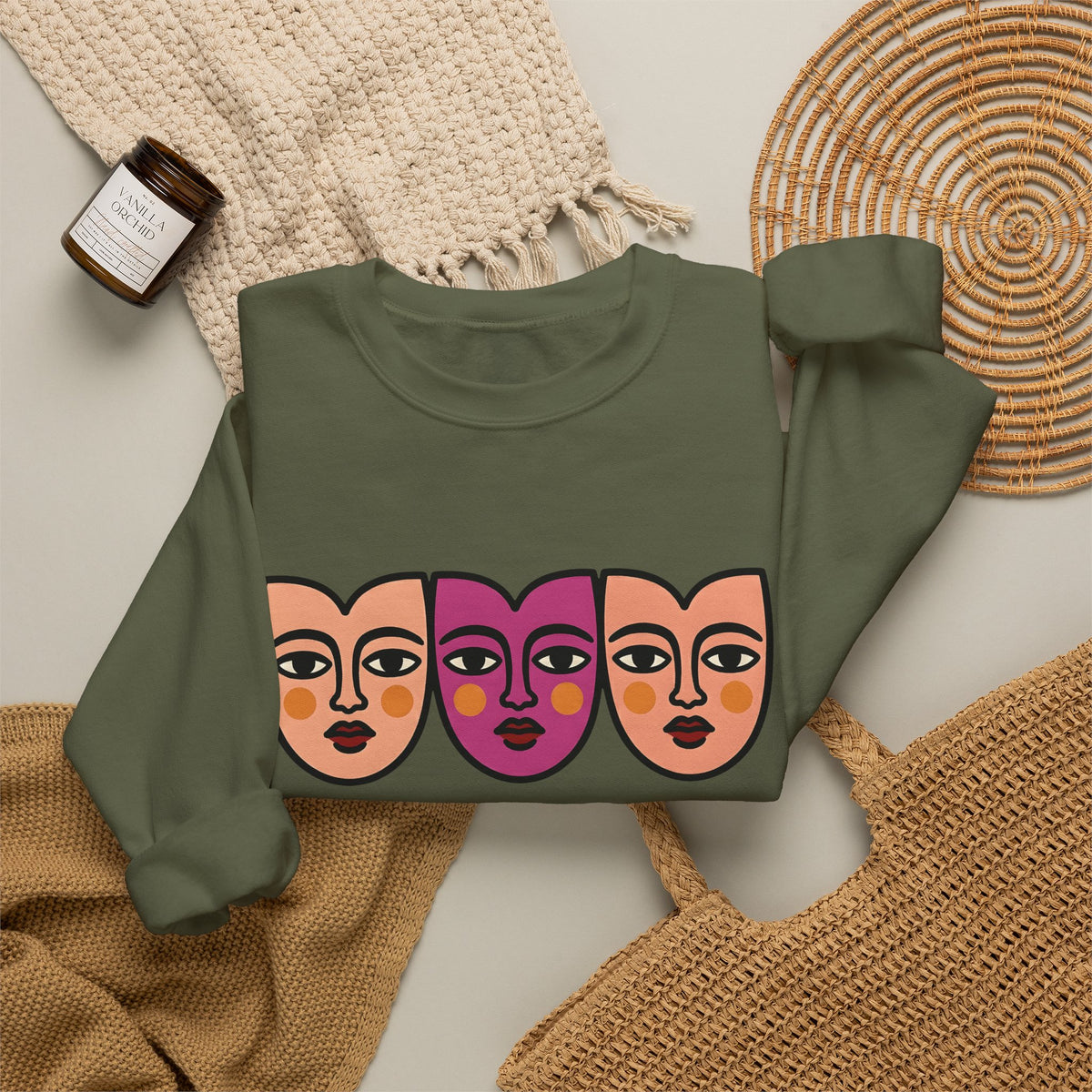 Abstract Faces Sweatshirt Abstract Art Gift Women Modern Sweatshirt Faces Sweatshirt Art Fan Contemporary Sweatshirt Artistic Graphic Minimal Bold Outlines