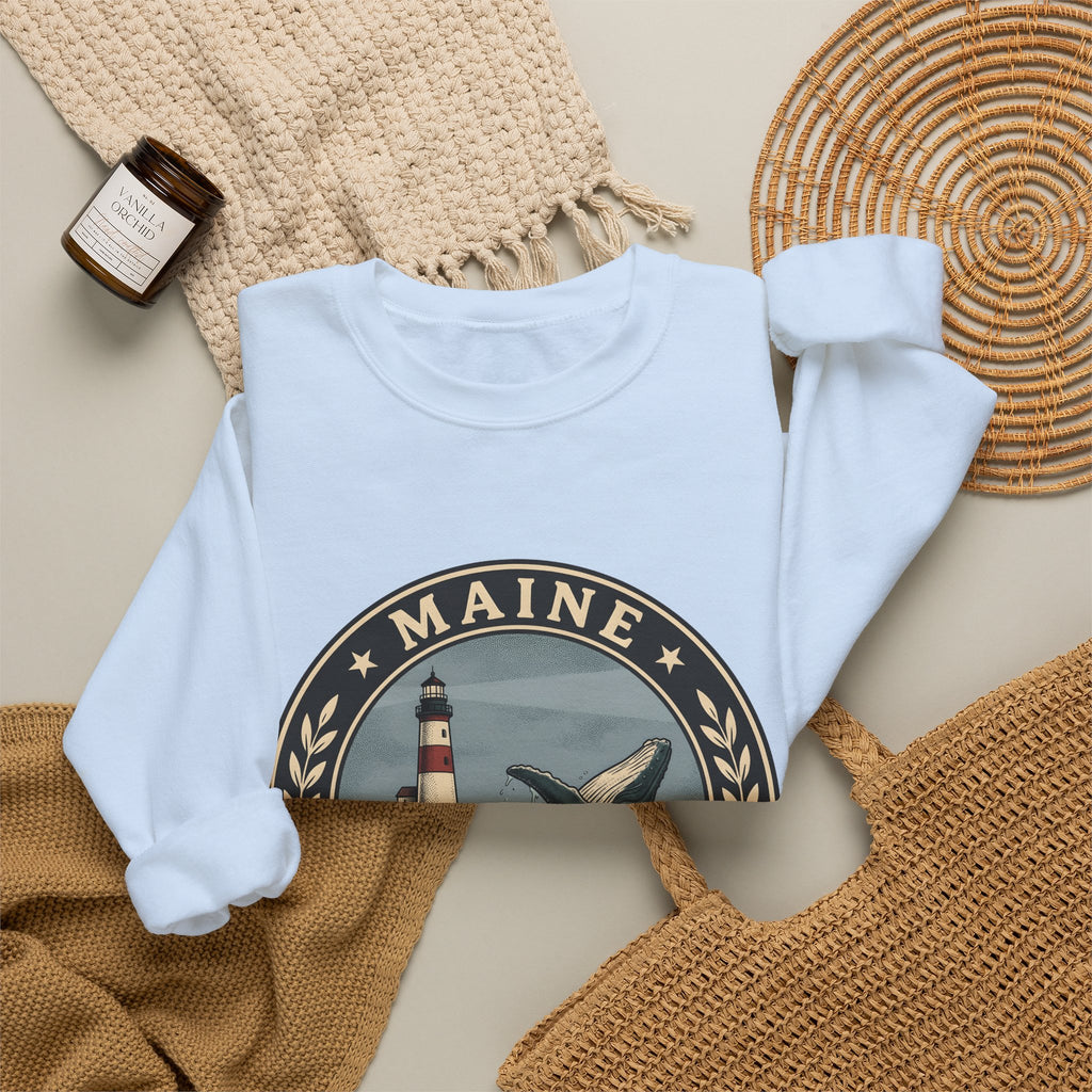 Whale Beacon Sweatshirt Maine Marine Gift Women Vintage Sweatshirt Whale Sweatshirt New England Enthusiast Distressed Sweatshirt Nautical Graphic Retro Sea