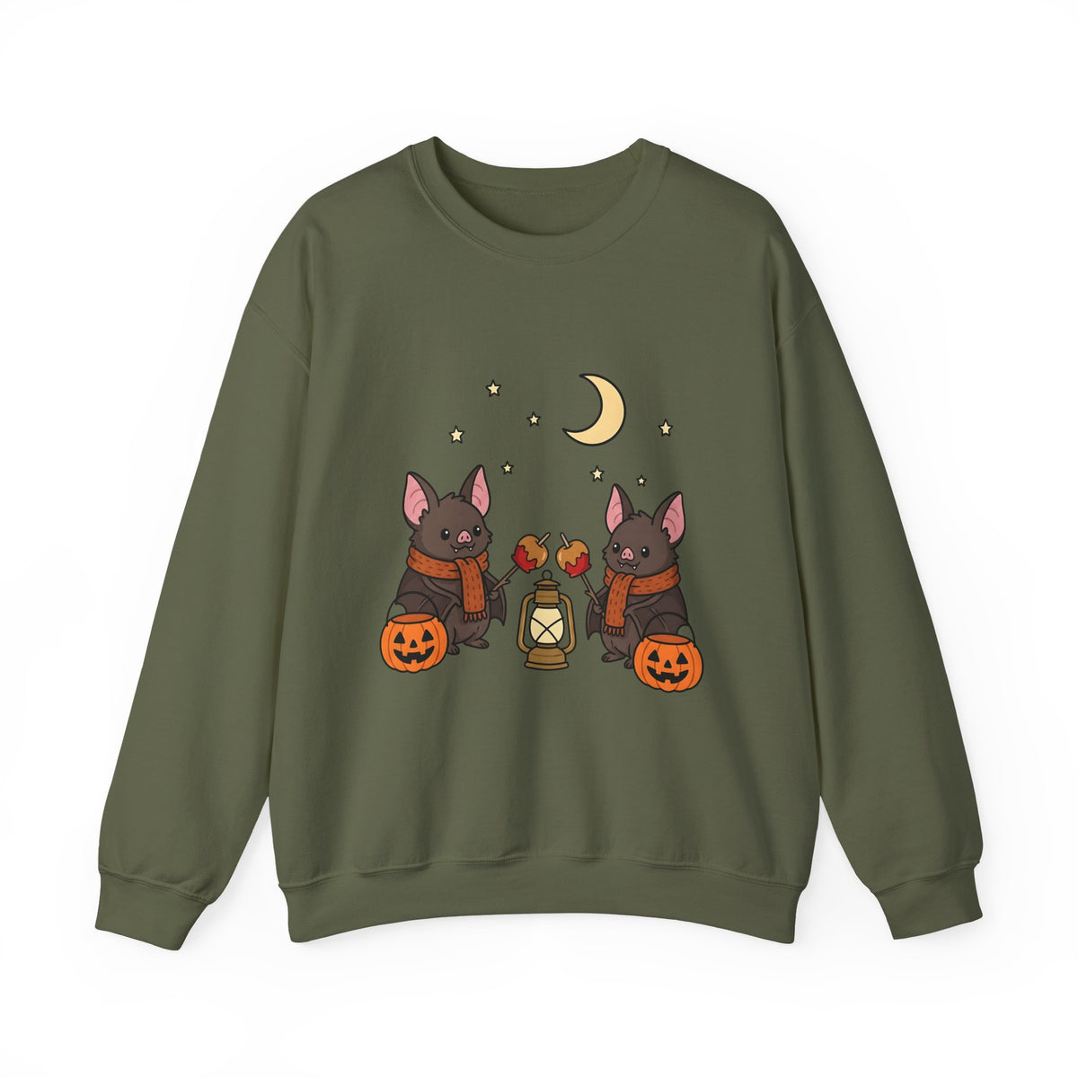 Bat Drawing Sweatshirt Halloween Creatures Gift Women Charming Sweatshirt Bat Sweatshirt Spooky Fan Cartoon Sweatshirt Monster Graphic Animated Gourd Sweatshirt