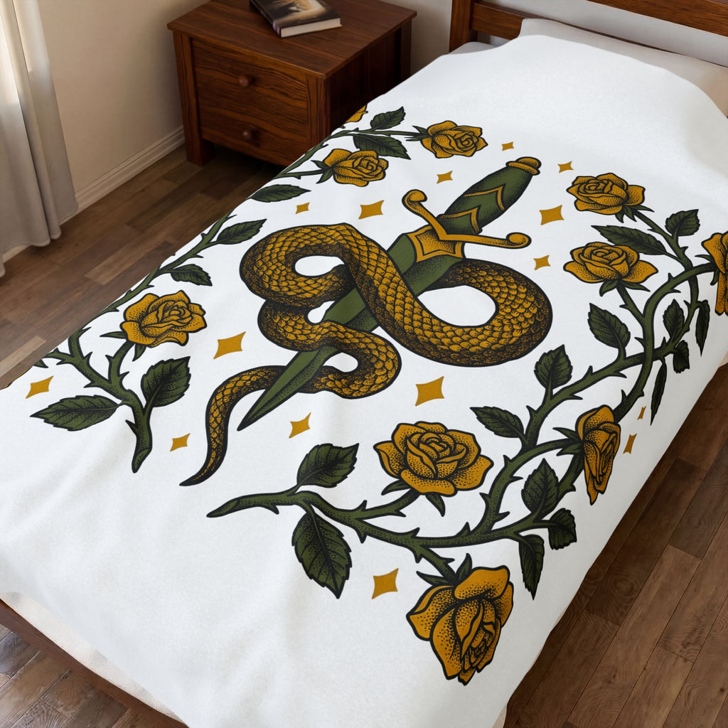 Viper Blade Boho Chic Dark Gift Neo Traditional Knife Hippie Fan Tattooed Old School Blanket