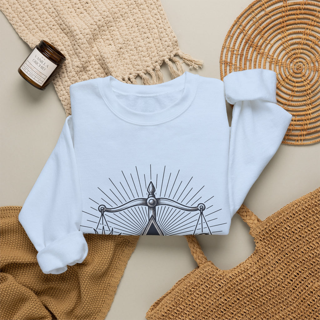 Sun Moon Symmetry Sweatshirt Boho Chic Star Signs Gift Women Fantasy Sweatshirt Lunar Sweatshirt Bohemian Fan Mystical Sweatshirt Zodiac Graphic Sketch Scale