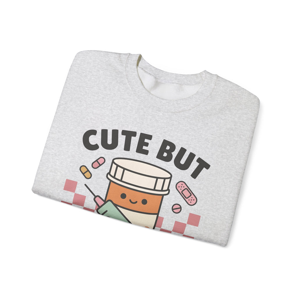 Pill Bottle Syringe Sweatshirt Nurses Medical Gift Women Kawaii Sweatshirt Medication Sweatshirt Nurse Enthusiast Cute Sweatshirt Healthcare Graphic Cartoon