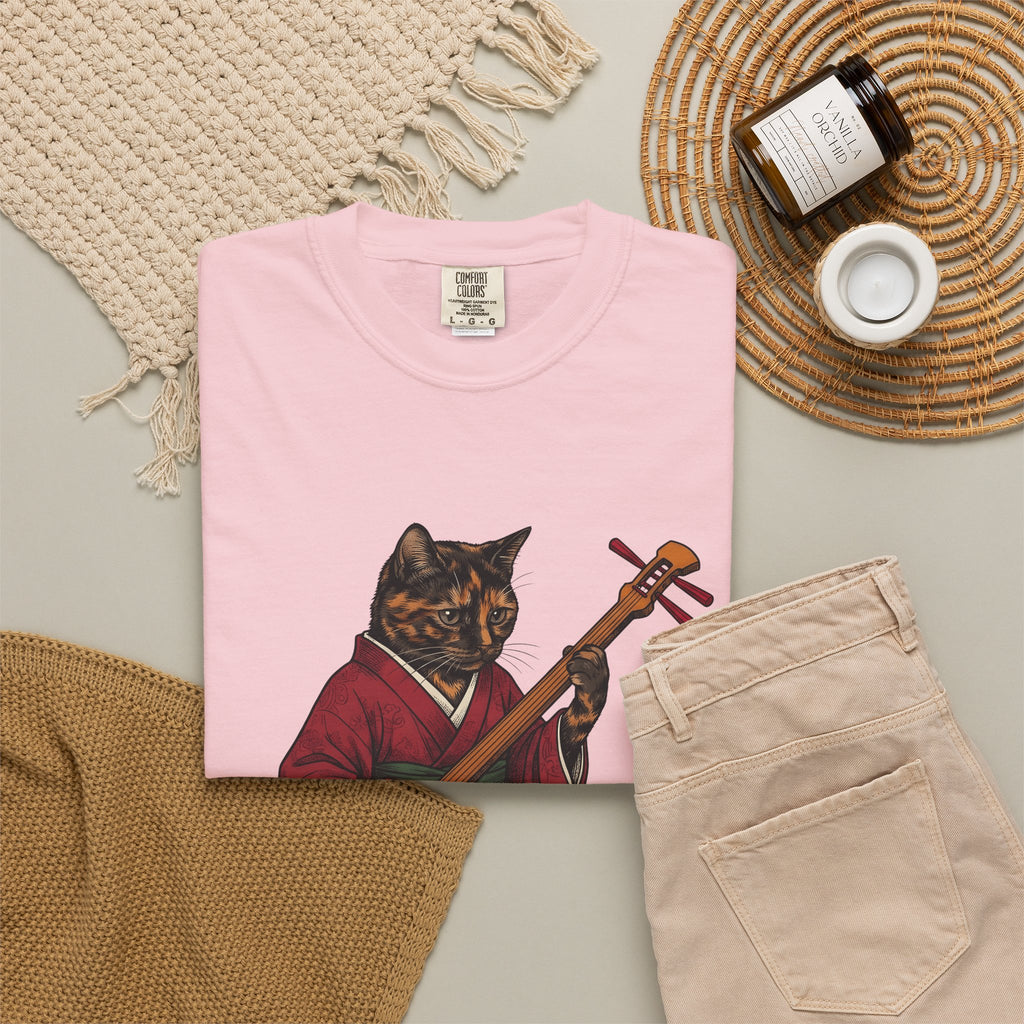 Yukata Cat T-Shirt Cat Sound Gift Women Asian Art T-Shirt Cat T-Shirt Feline Fan Japanese Art T-Shirt Music Graphic Hand Drawn Piano T-Shirt