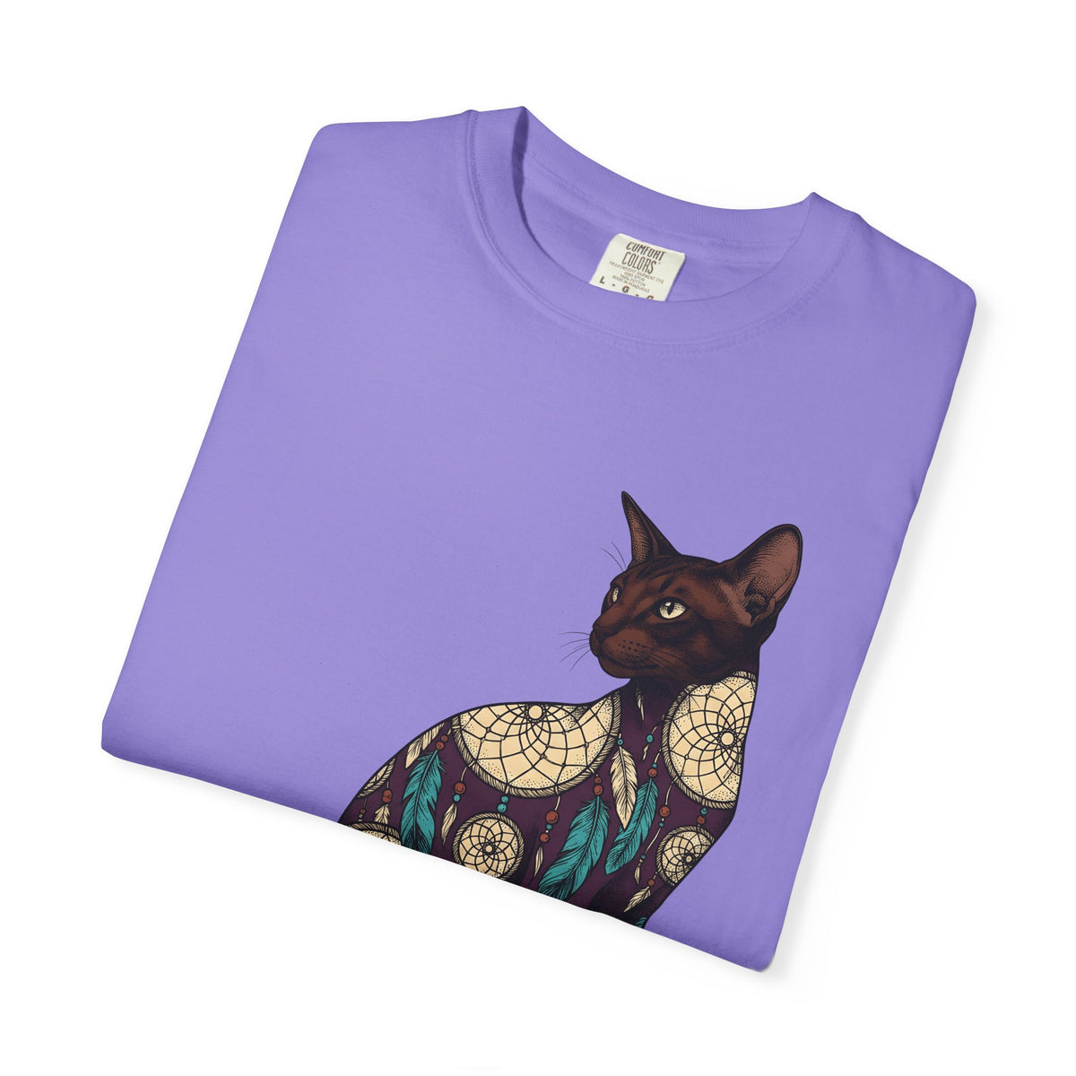 Feline Dreamcatcher Cat Metaphysical Gift Tribal Cat Dreamer Cat Fan Spiritual Mystical Doodle T-Shirt